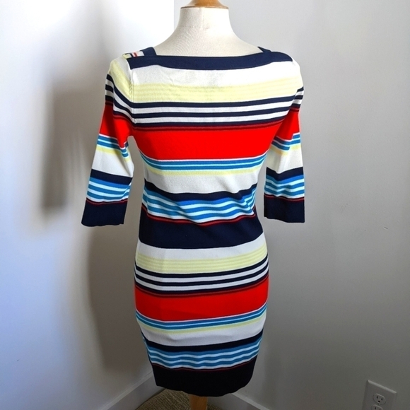 MILLY of NY Bright Colorful Striped Knit Dress S Preppy Shift Dress - Picture 6 of 13